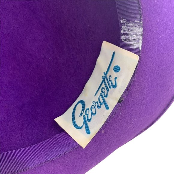 Vintage 60s Georgette Purple Felt Brim Feather Hat main image 4